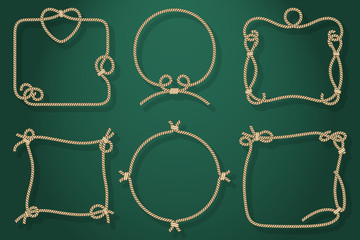 Set of Old Rope Frames in Different Unique Styles - obrazy, fototapety, plakaty