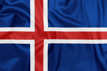 Fototapeta premium Iceland - Waving national flag on silk texture