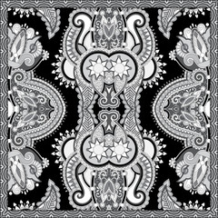 black and white ornamental floral paisley bandanna