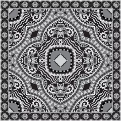 Plexiglas foto achterwand black and white ornamental floral paisley bandanna © Kara-Kotsya