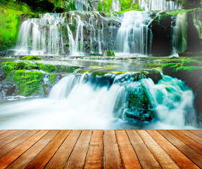 Beautiful Cascading Waterfall Nature New Zealand Concept
