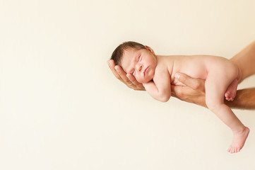 Obraz premium Newborn Dad on his hands