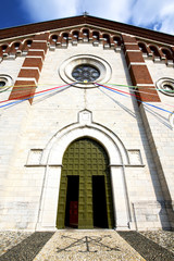 church  in  the varano borghi    closed brick tower sidewalk it