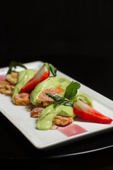 Image of tasty dessert with stawberry