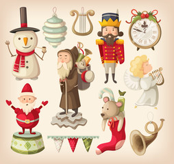 Collection of retro christmas toys