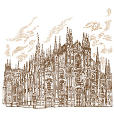 Obraz premium milan cathedral hand draw