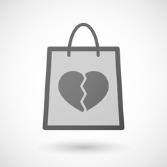 Shopping bag icon with a broken heart
