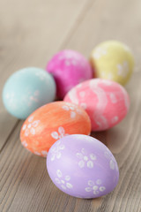 easter eggs with flowers, handmade painted eggs