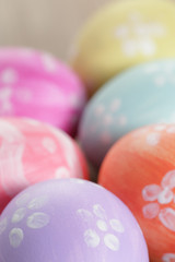 easter eggs with flowers, handmade painted eggs