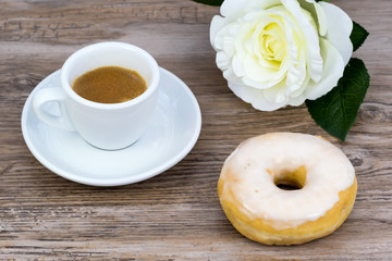 Glazed donut with espresso