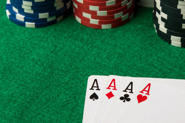 four of a kind poker hand Aces