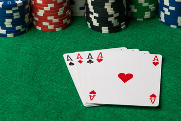 four of a kind poker hand Aces