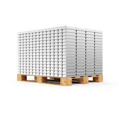 Stack of Silver Bars on a Wooden Pallet isolated on white 