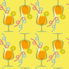 seamless pattern. tropical cocktails.