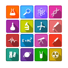 set of colorful science icons