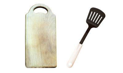 Kitchen shovel and a wooden board for products
