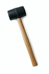 Rubber mallet with a wooden handle