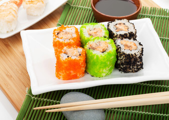 Sushi maki and shrimp sushi