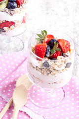 muesli with fruits and yogurt