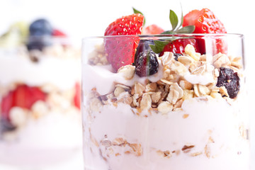 muesli with fruits and yogurt