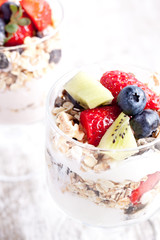 muesli with fruits and yogurt
