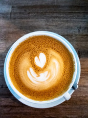 cappuccino on the wood table
