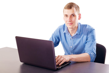 man working with laptop