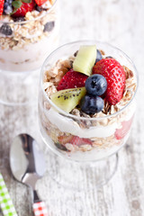 muesli with fruits yogurt