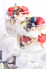 muesli with fruits yogurt