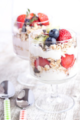 muesli with fruits yogurt