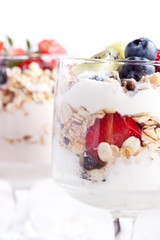 muesli with fruits and yogurt