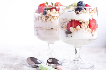muesli with fruits yogurt