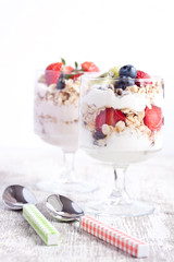muesli with fruits yogurt
