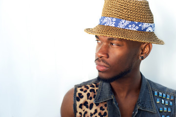 Confident young black man with hat