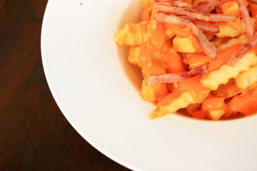 French fries with cheese sauce