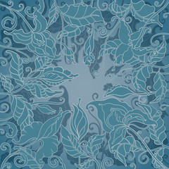 Vector background with ornament of the graphic flowers