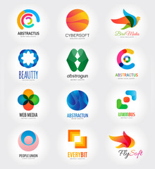 Abstract vector logo template set for branding and flat design