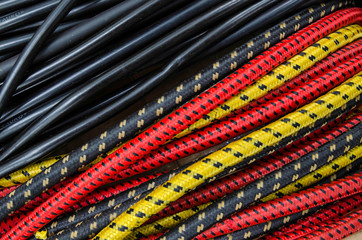 colorful hose to pump the bike