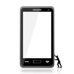 Man pushing a smartphone