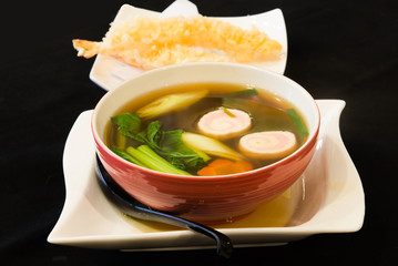 Hot soba and tempura