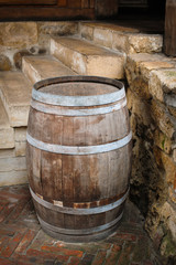 old wooden barrel outdoors