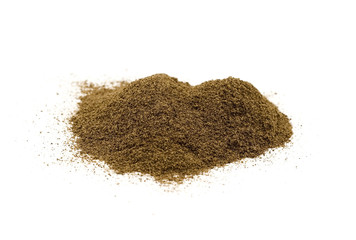 Ground pepper on white background