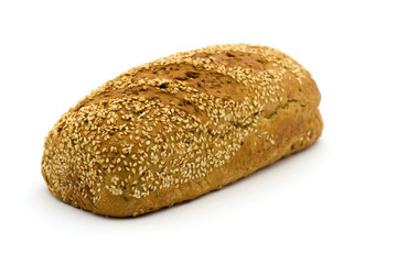 Cereal bread on white background