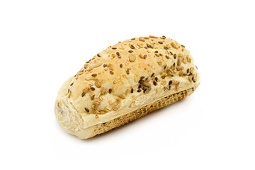 Cereal bread on white background