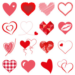 Set of red hearts
