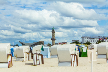 Strand in Warnemuende bei Rostock an der Ostsee, Deutschland