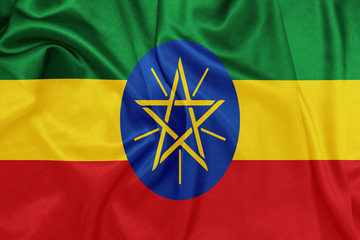 Ethiopia - Waving national flag on silk texture