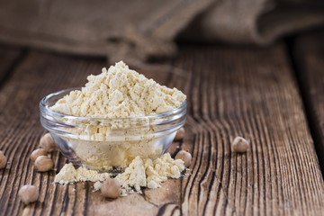 Chick Pea Flour on dark rustic background