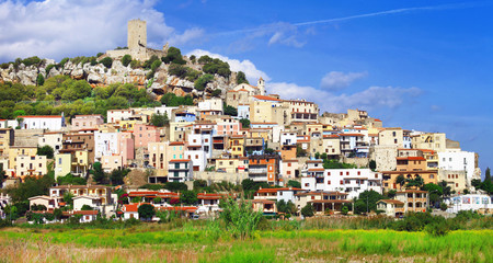 Posada- beautiful hill top village in Sardinia, Italy - obrazy, fototapety, plakaty