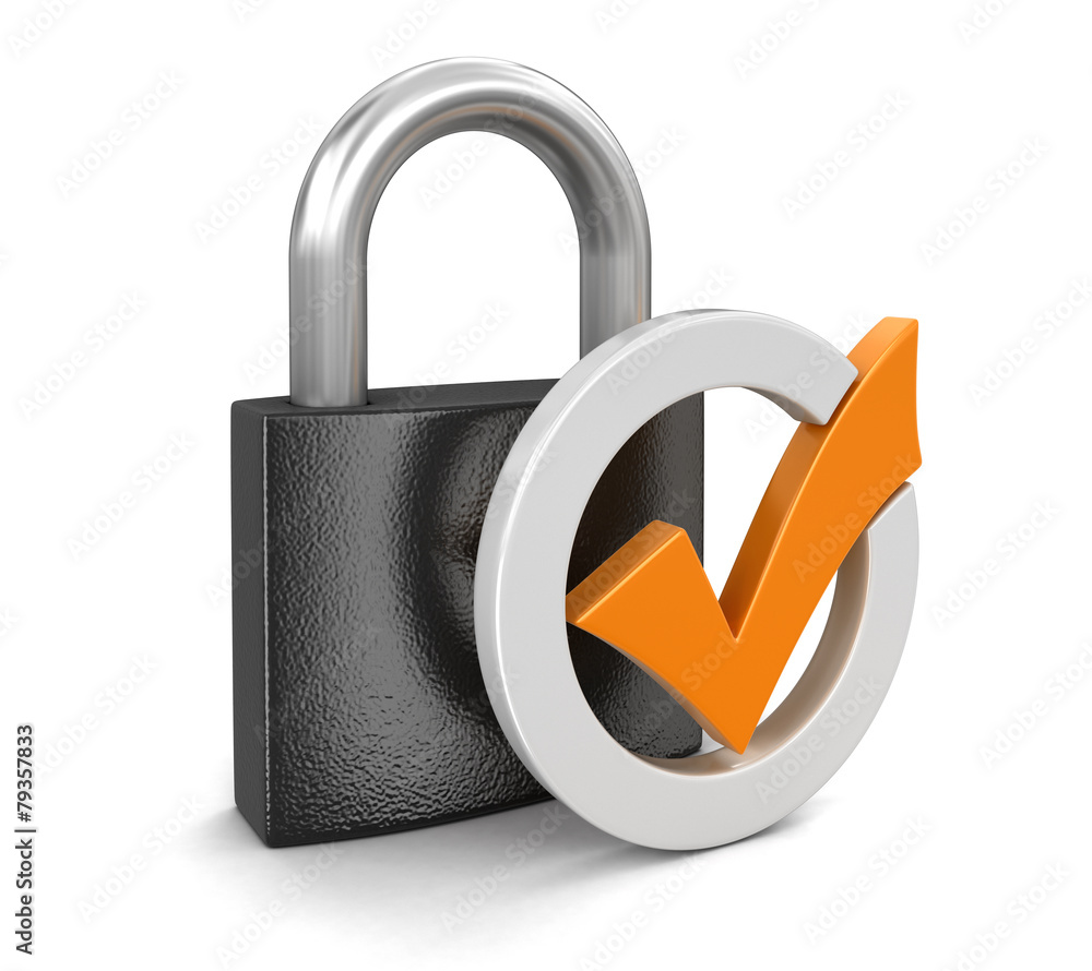 Poster lock and check mark (clipping path included)